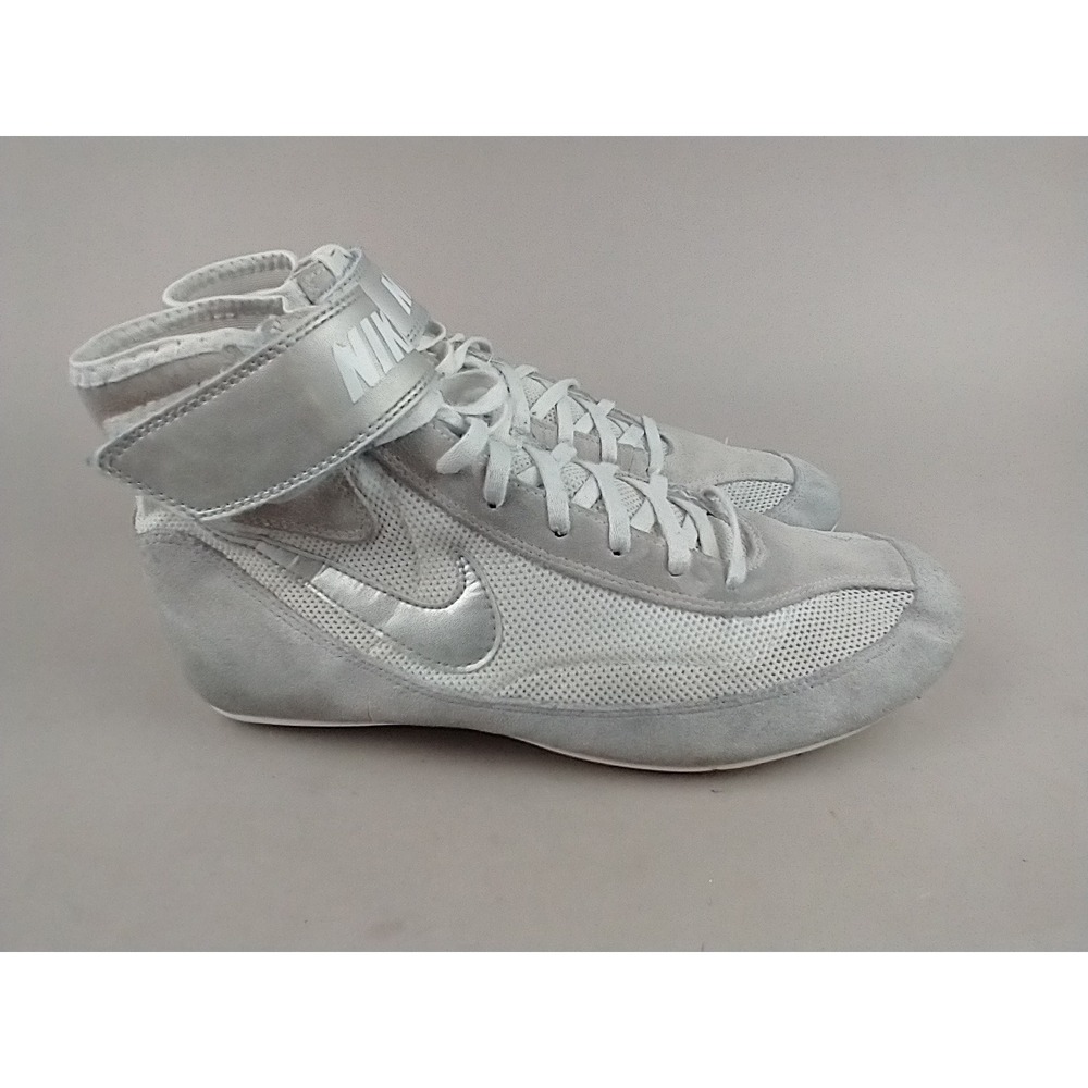 Nike Speedsweep VII Wrestling Shoes Mens 10.5 Silver White 366683-100 High Top